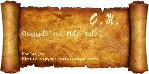 Osgyáni Máté névjegykártya