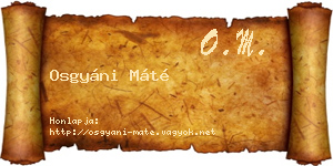 Osgyáni Máté névjegykártya